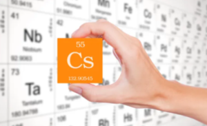 Símbolo do elemento césio na tabela periódica
